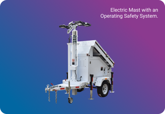 Electric mast mobile solar lighting